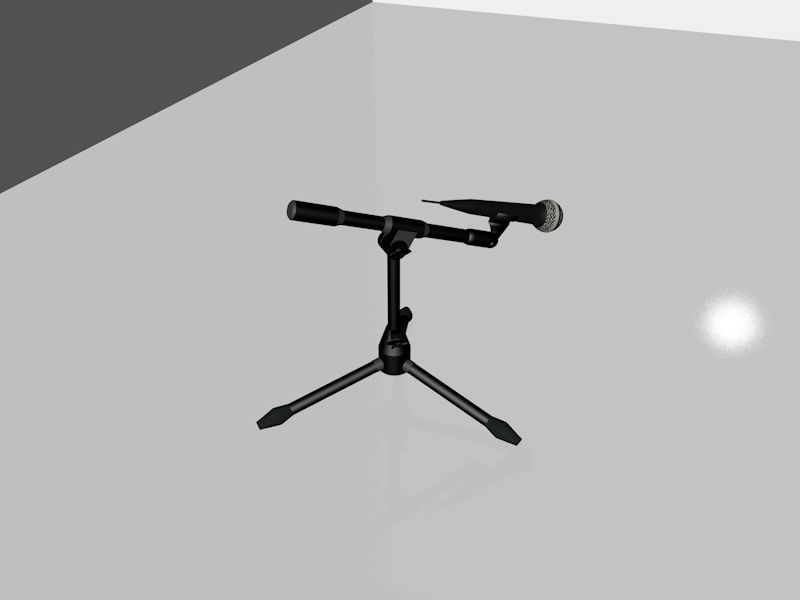 Microphones microphone stand with light 3D model_3