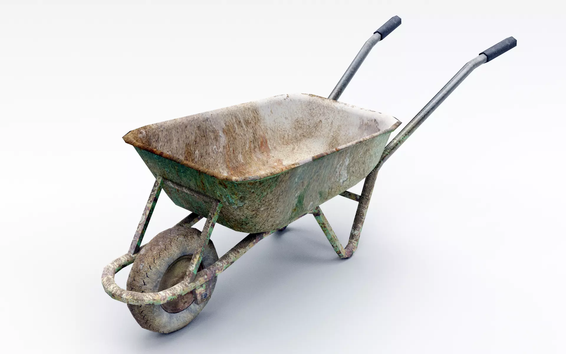 Dirty Wheelbarrow Low-poly 3D model_0