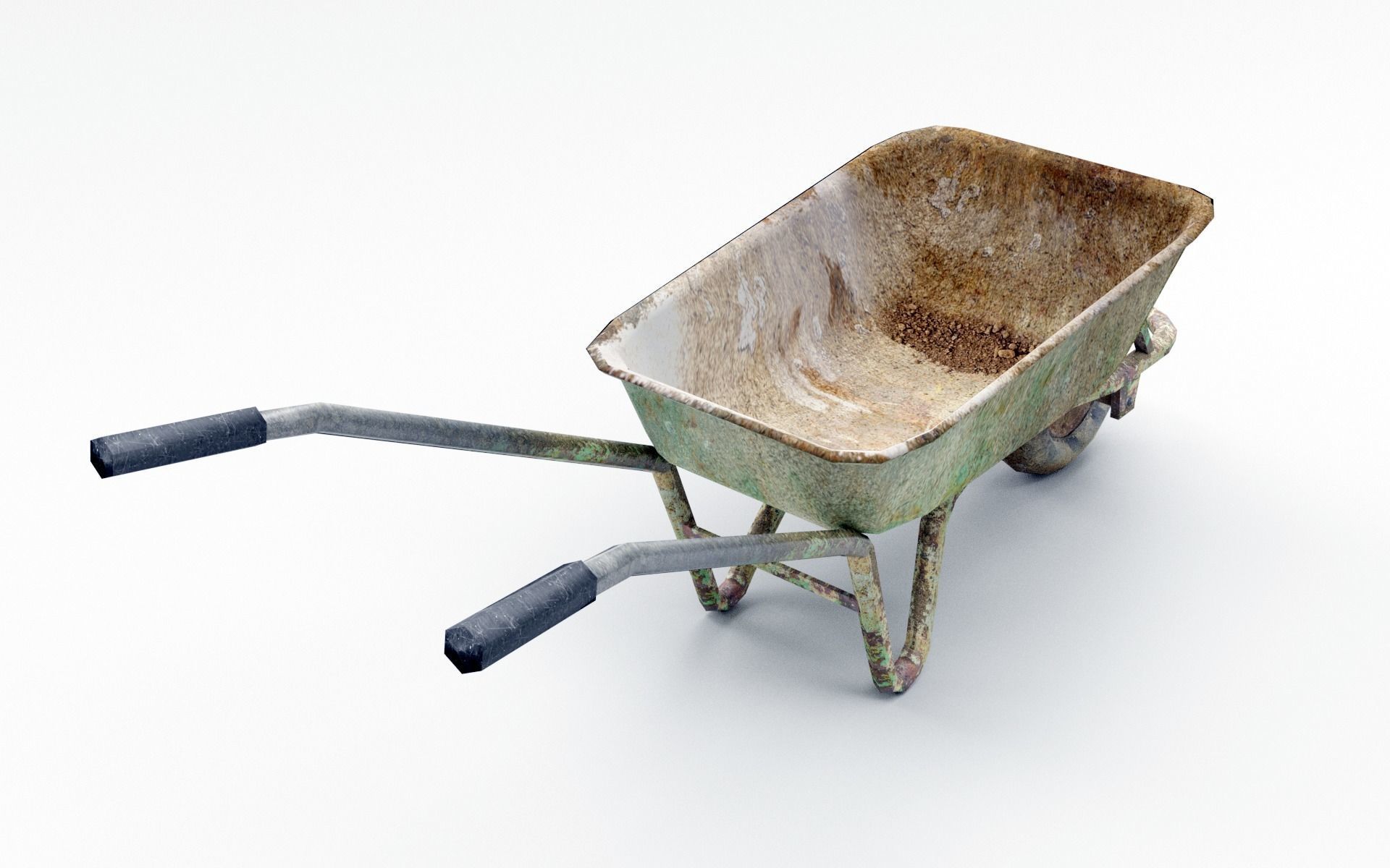 Dirty Wheelbarrow Low-poly 3D model_2