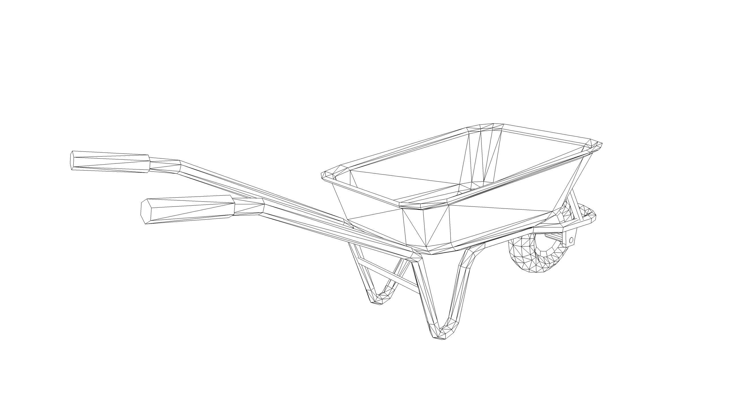 Dirty Wheelbarrow Low-poly 3D model_6