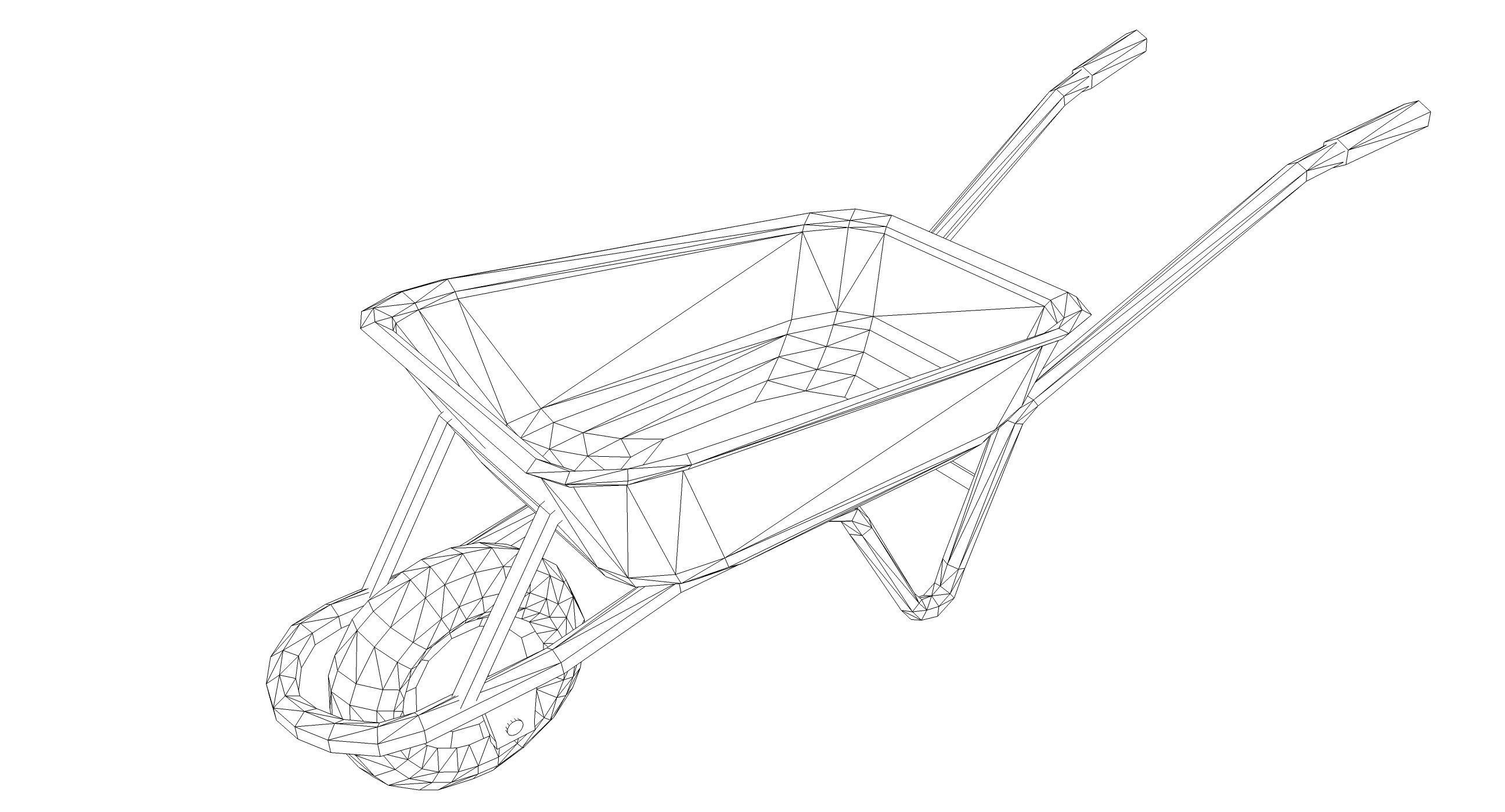 Dirty Wheelbarrow Low-poly 3D model_5
