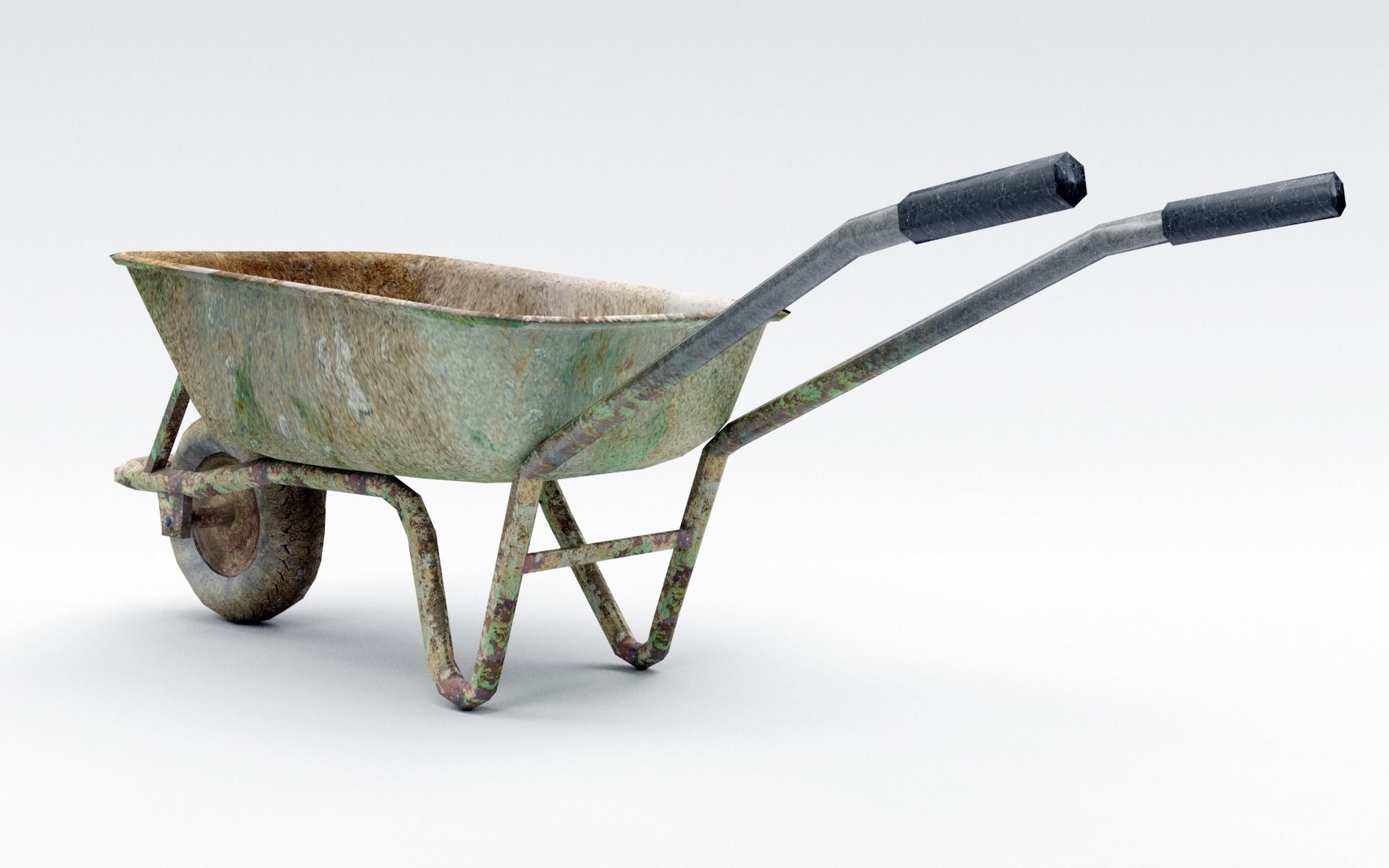 Dirty Wheelbarrow Low-poly 3D model_3