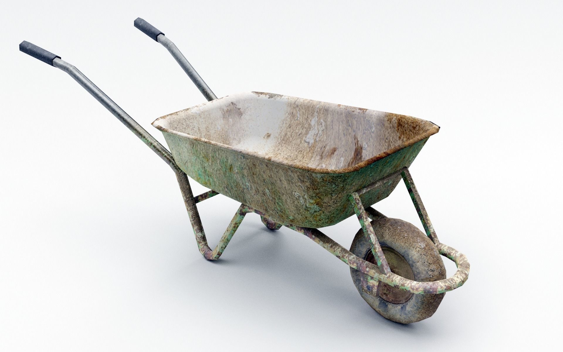Dirty Wheelbarrow Low-poly 3D model_1