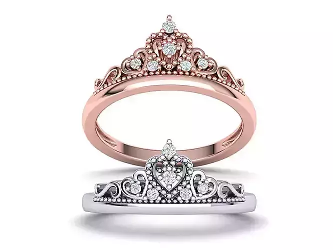 Princess Crown Ring Tiara ring 3dmodel N10372