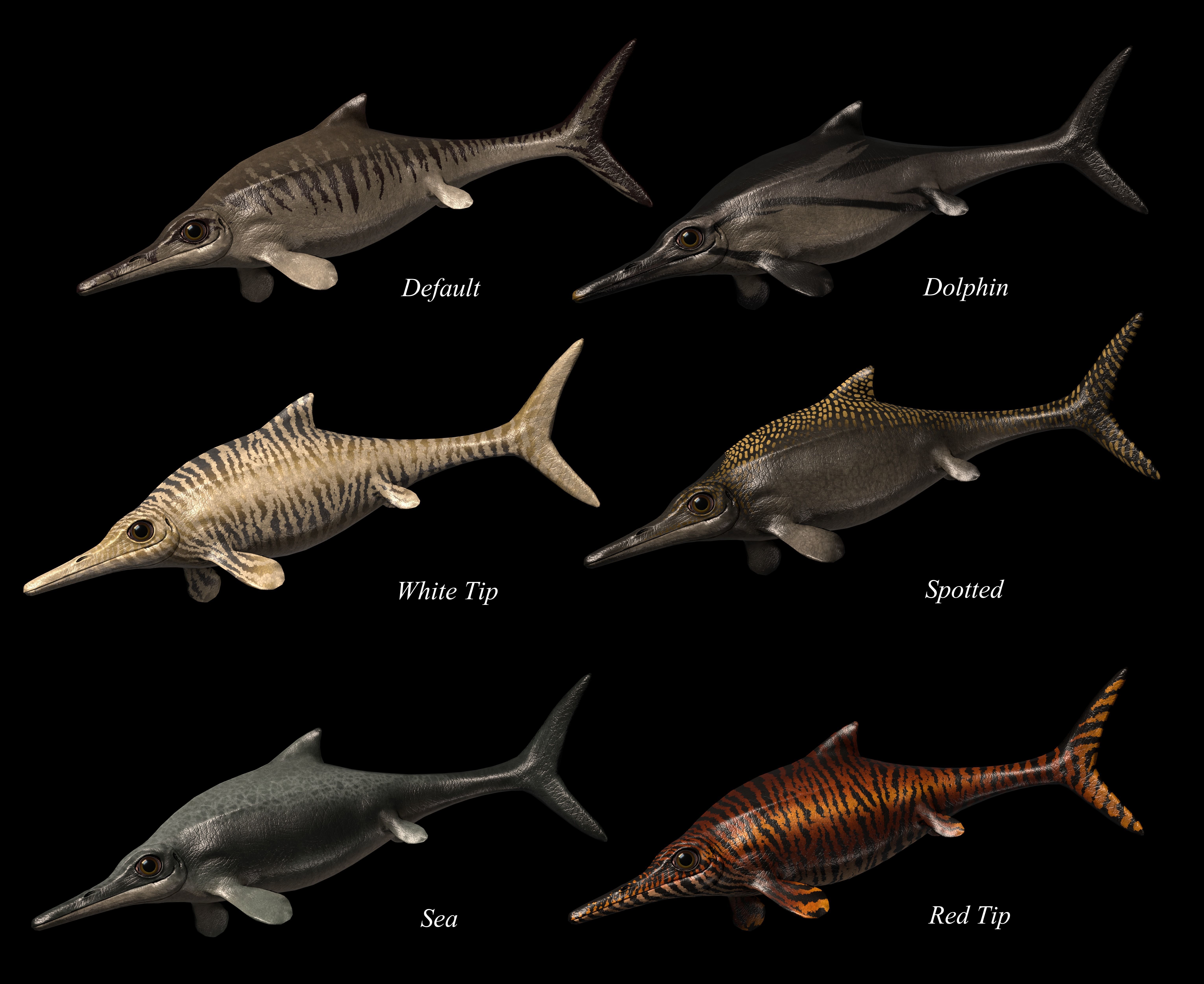 Ophthalmosaurus Asset Pack Low-poly 3D model_2