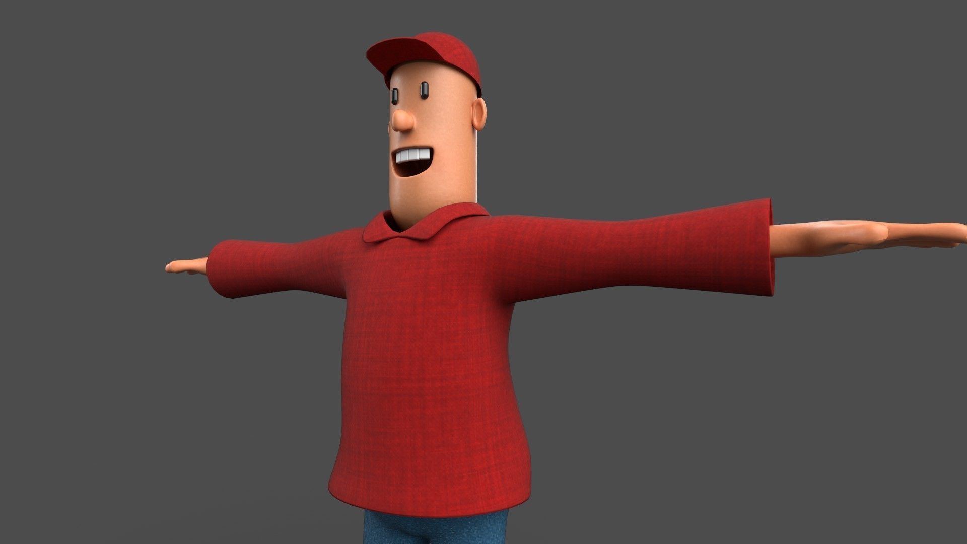 Simple Cartoon Character Low-poly 3D model_8