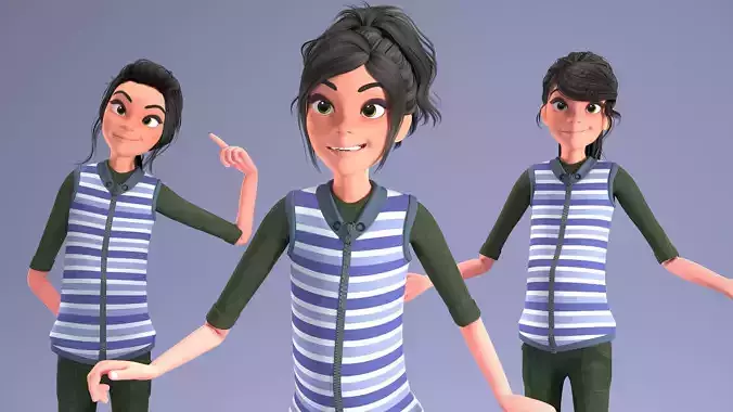 CARTOON GiRL 2 - RiGGED 3D model