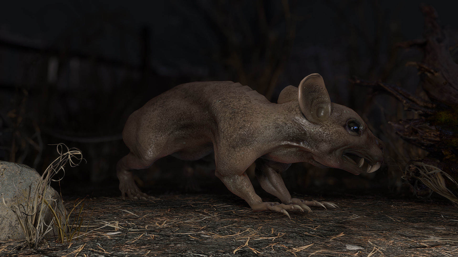 Fanged Mutant Rat Low-poly 3D model_5