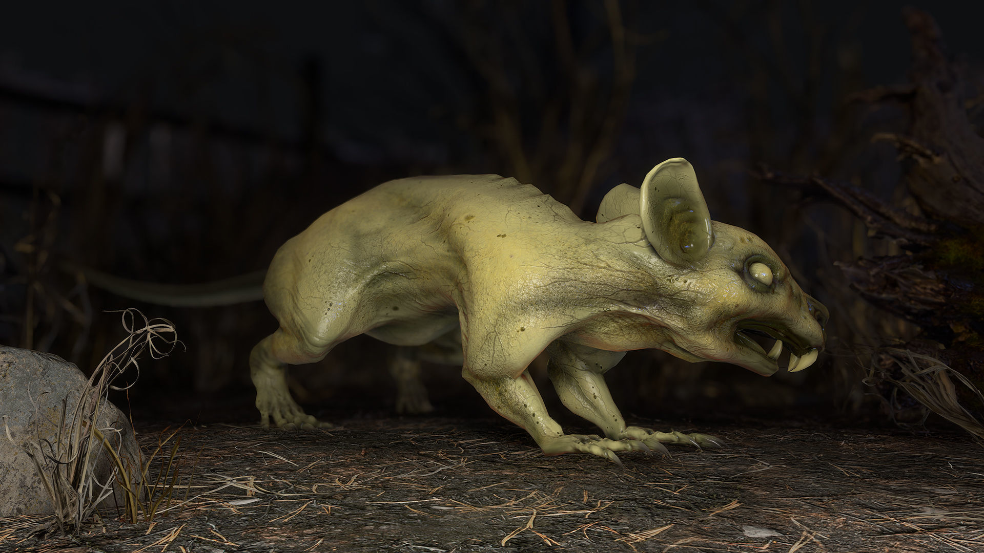 Fanged Mutant Rat Low-poly 3D model_4