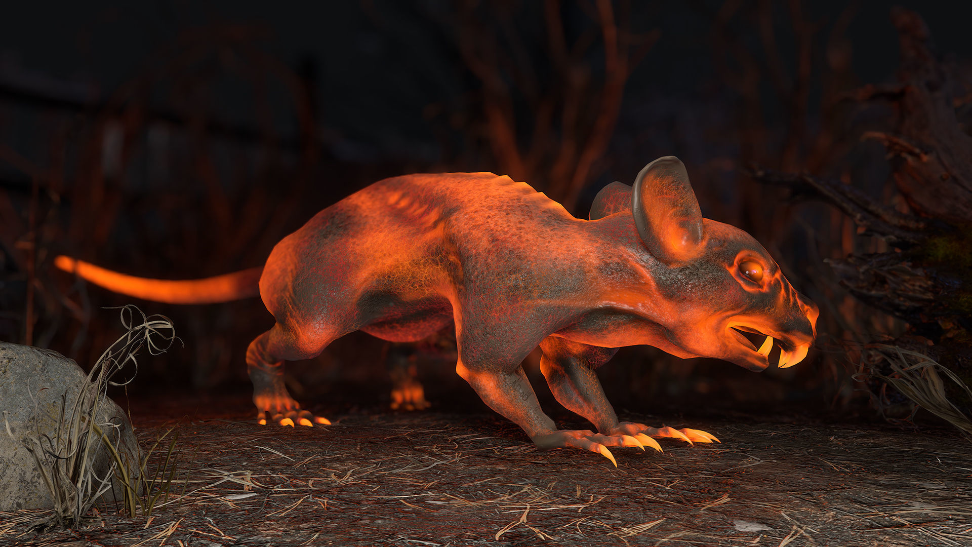 Fanged Mutant Rat Low-poly 3D model_8