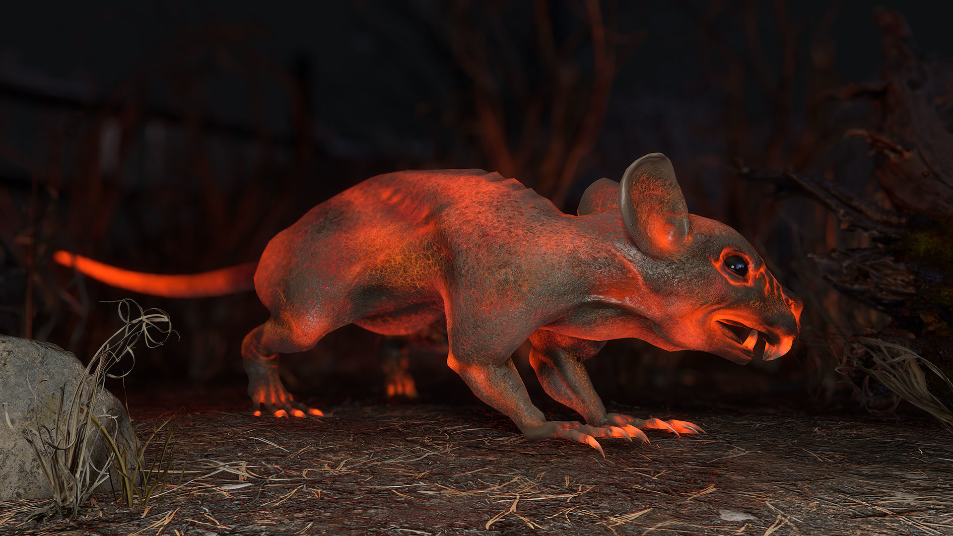 Fanged Mutant Rat Low-poly 3D model_7