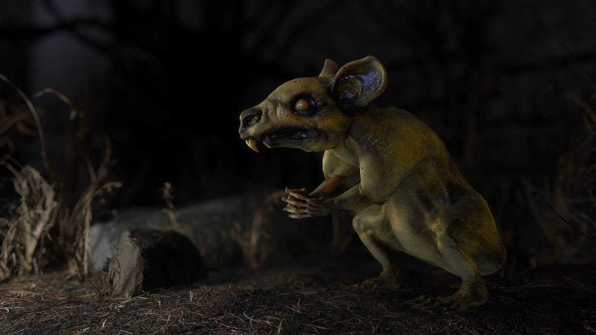 Fanged Mutant Rat Low-poly 3D model_22