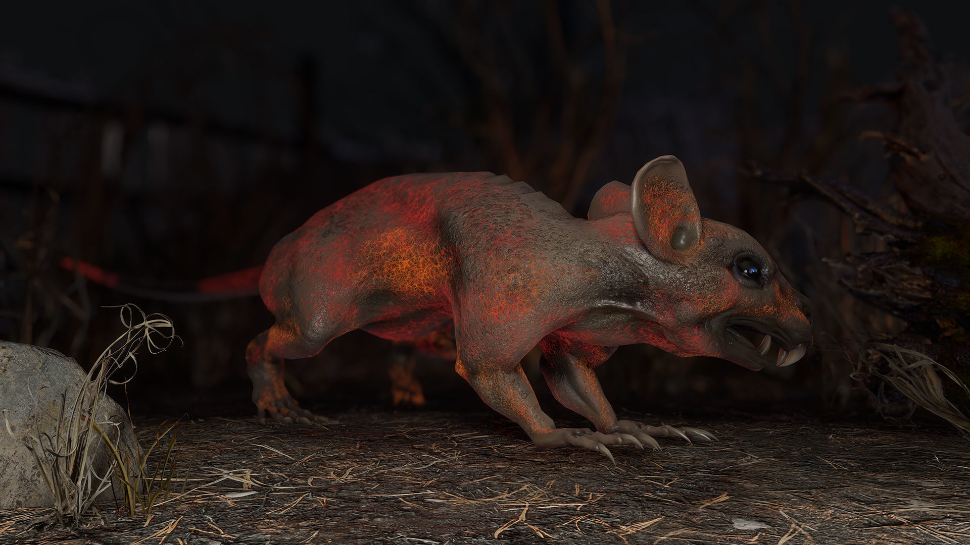 Fanged Mutant Rat Low-poly 3D model_6