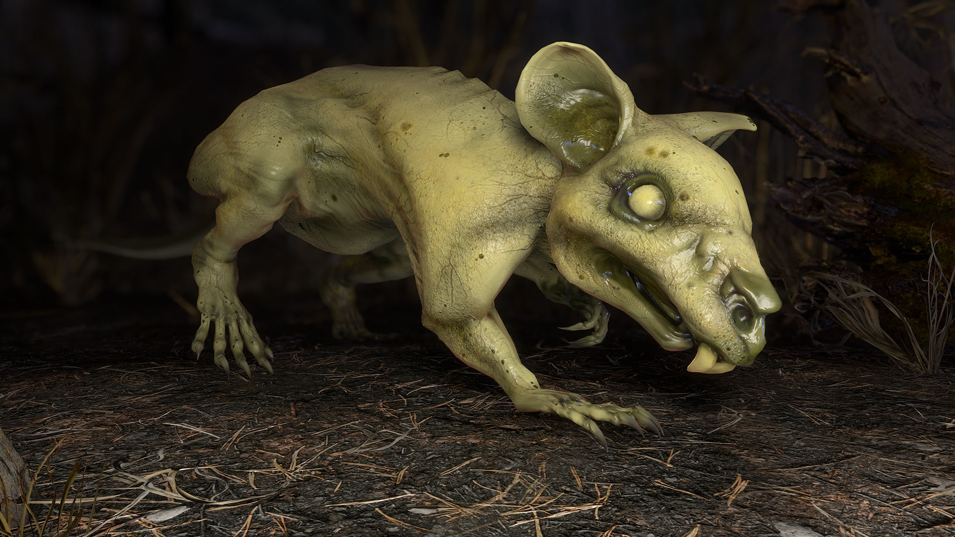 Fanged Mutant Rat Low-poly 3D model_10