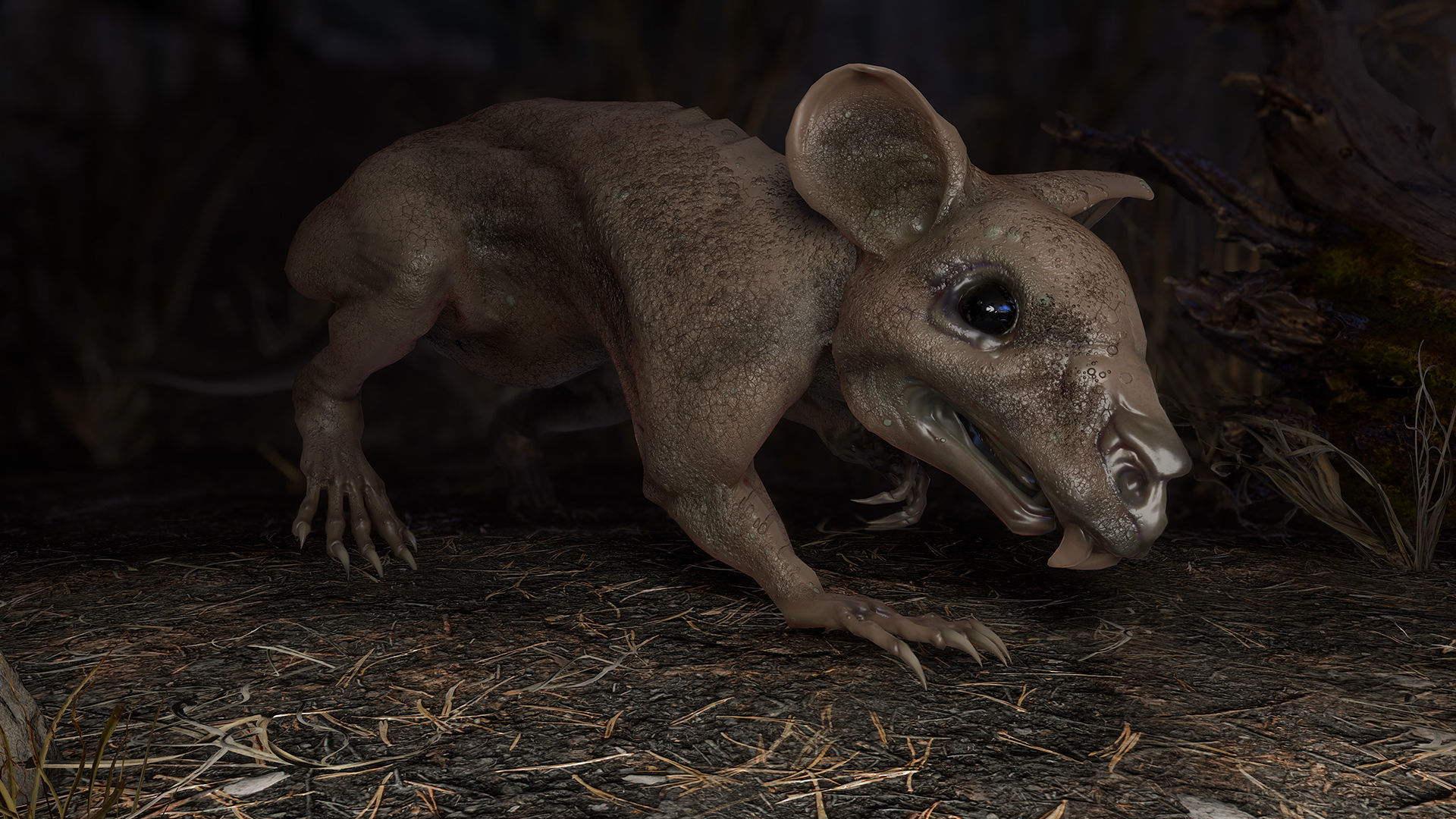 Fanged Mutant Rat Low-poly 3D model_11
