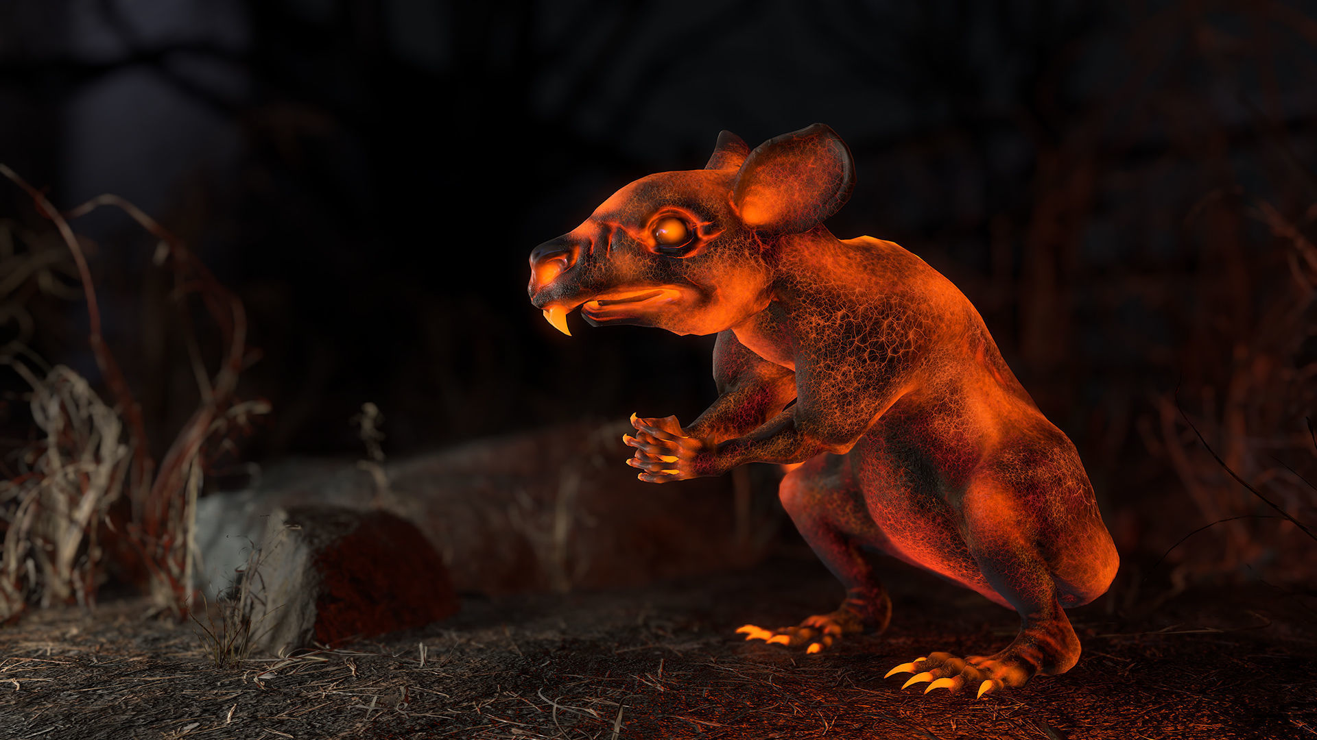 Fanged Mutant Rat Low-poly 3D model_26