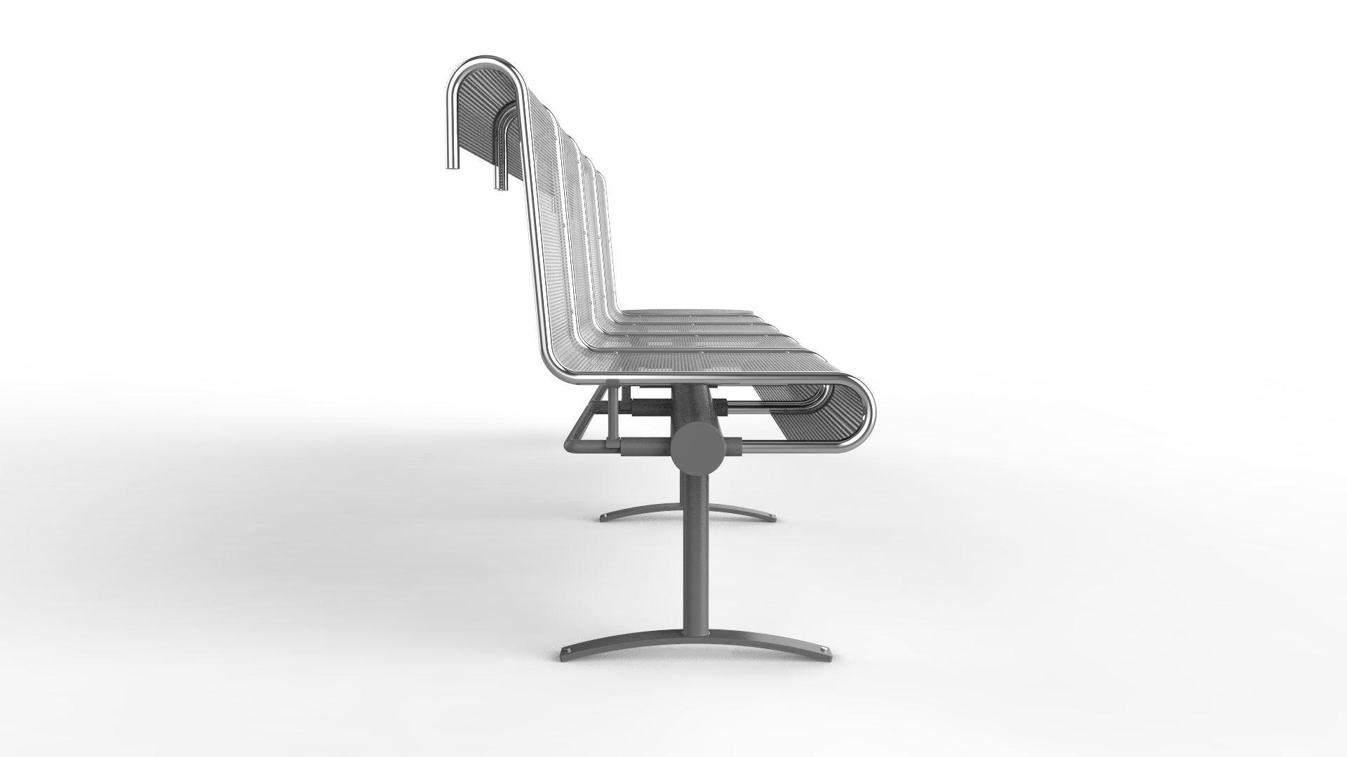 Waiting Room Chair 4 Seats with 1 side tables 3D model_7
