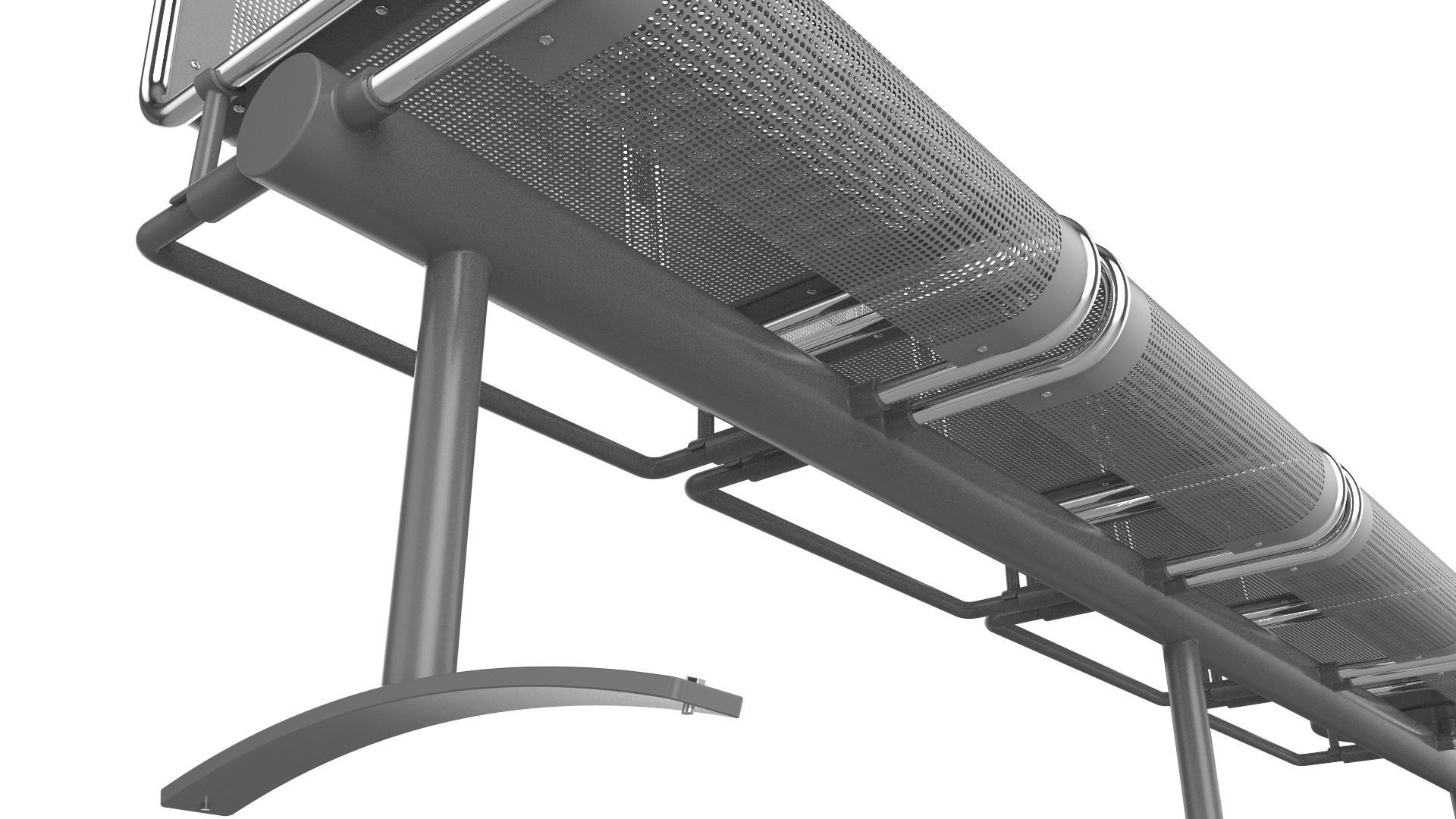 Waiting Room Chair 4 Seats with 1 side tables 3D model_9