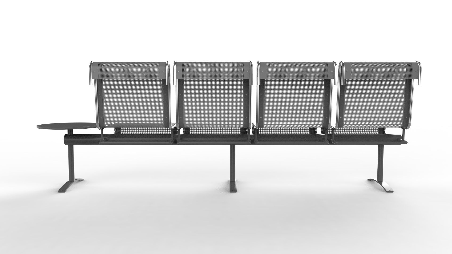 Waiting Room Chair 4 Seats with 1 side tables 3D model_5