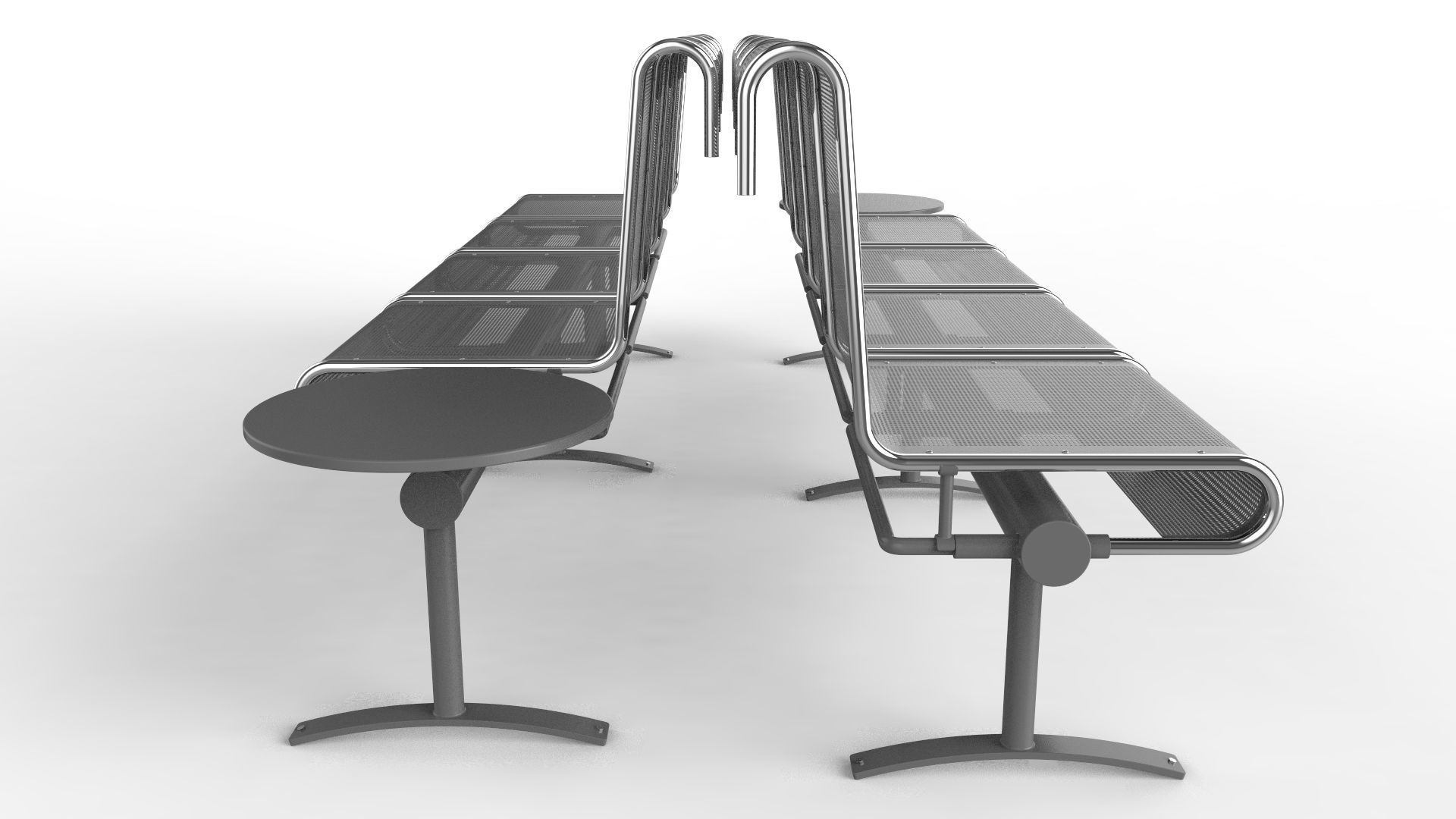 Waiting Room Chair 4 Seats with 1 side tables 3D model_13