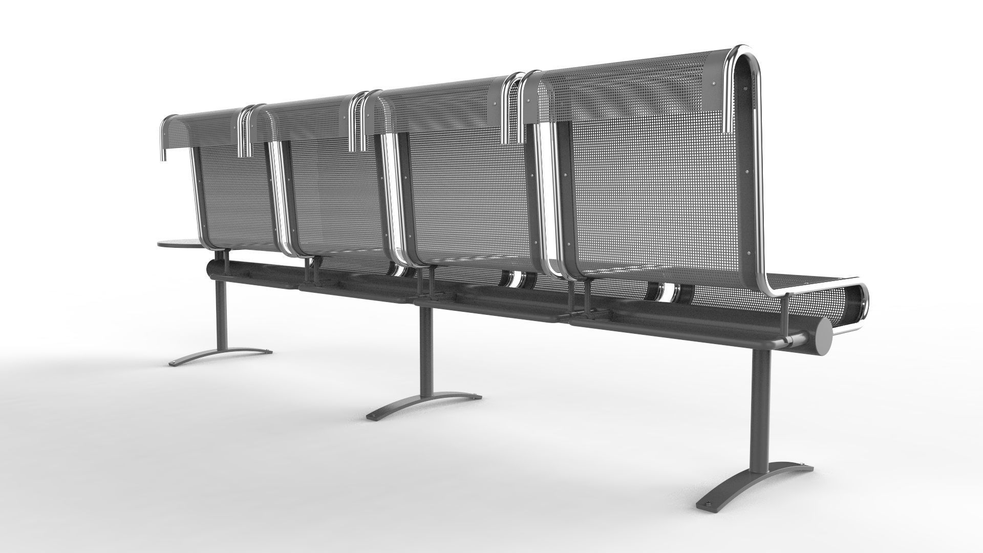 Waiting Room Chair 4 Seats with 1 side tables 3D model_6