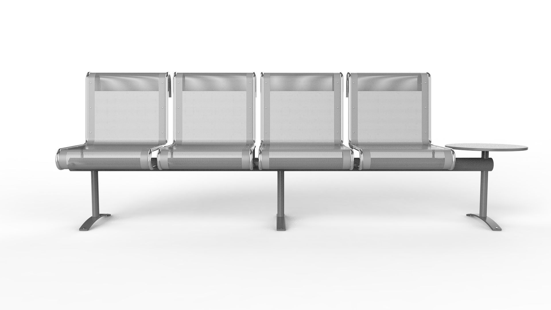 Waiting Room Chair 4 Seats with 1 side tables 3D model_1