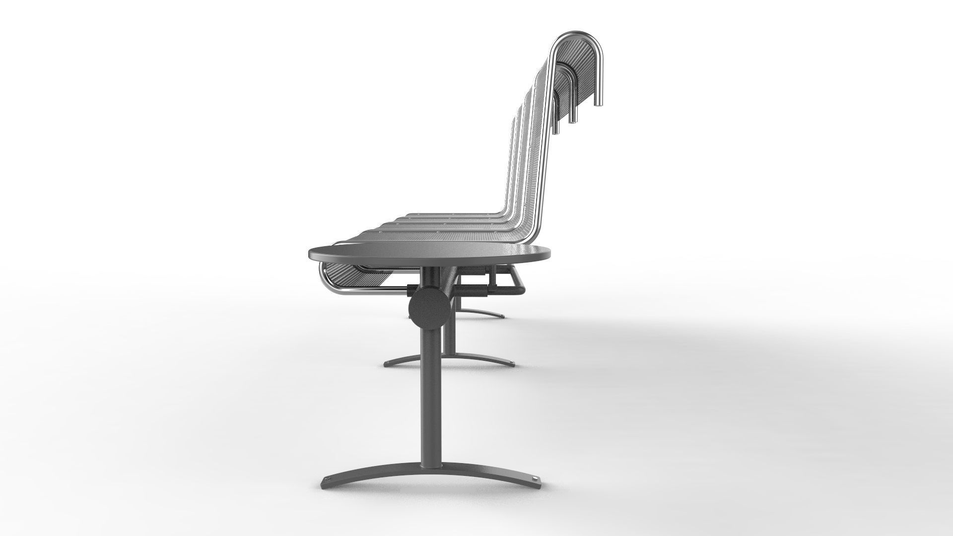 Waiting Room Chair 4 Seats with 1 side tables 3D model_3