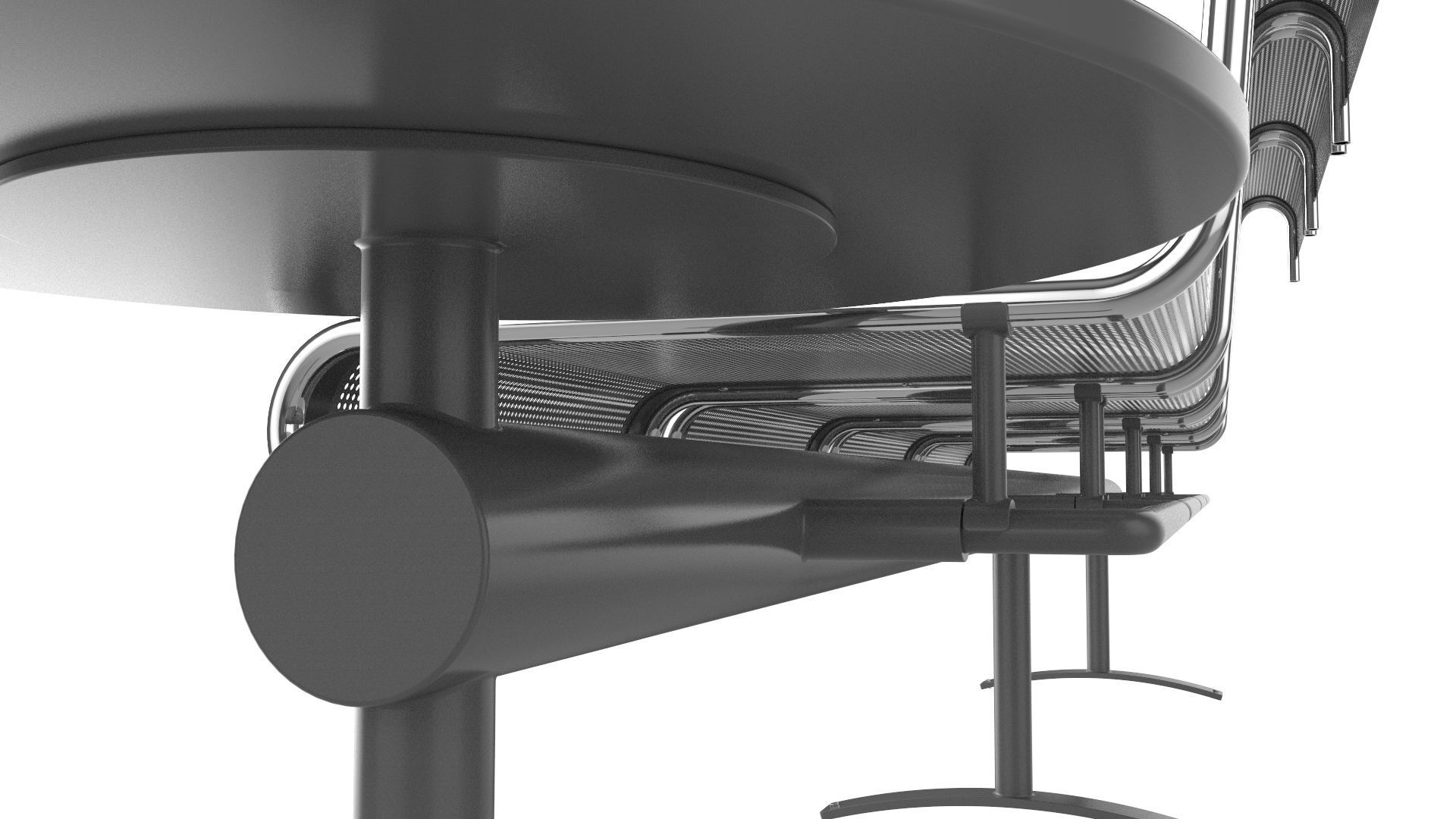 Waiting Room Chair 4 Seats with 1 side tables 3D model_11
