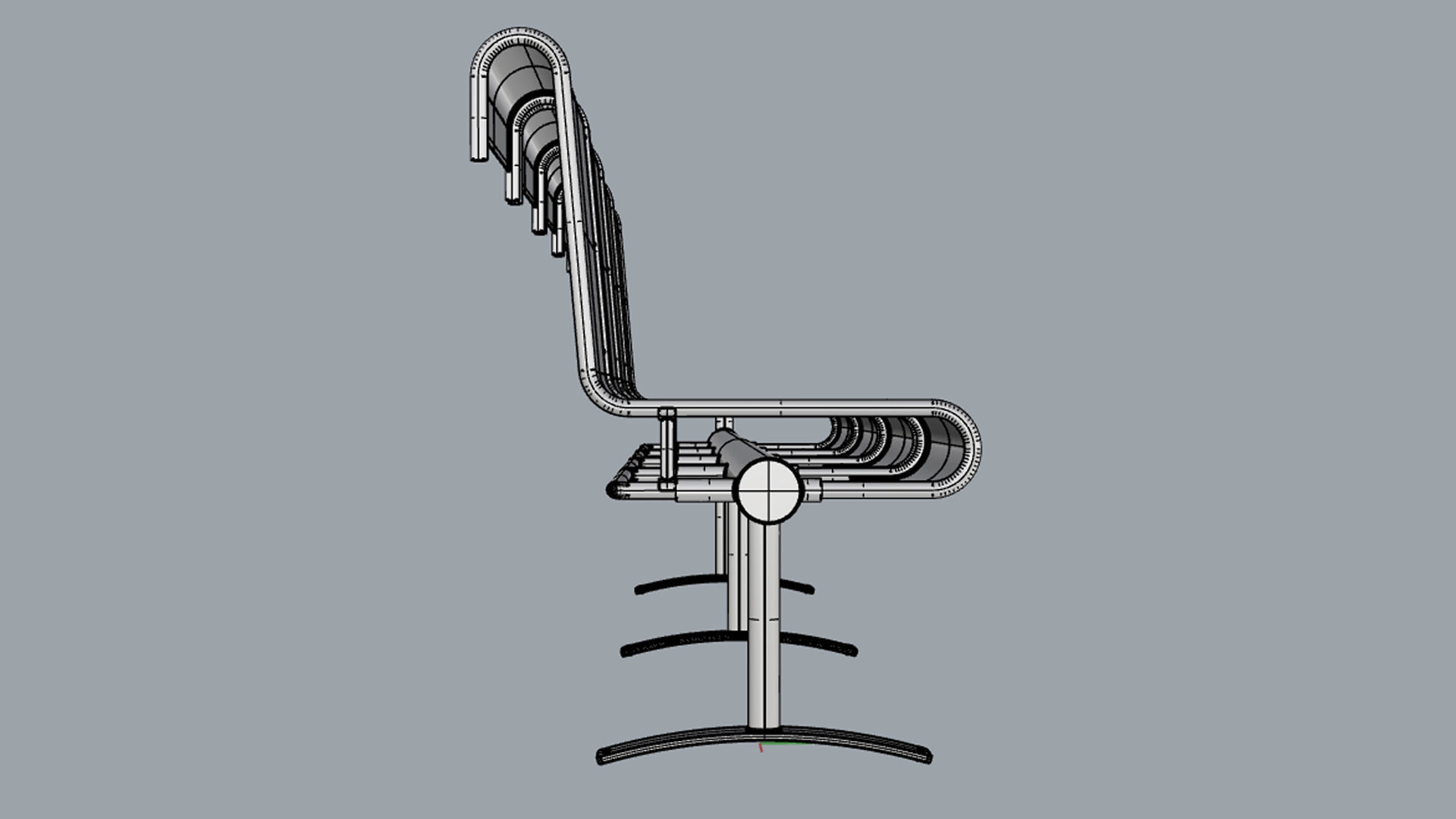 Waiting Room Chair 4 Seats with 1 side tables 3D model_16