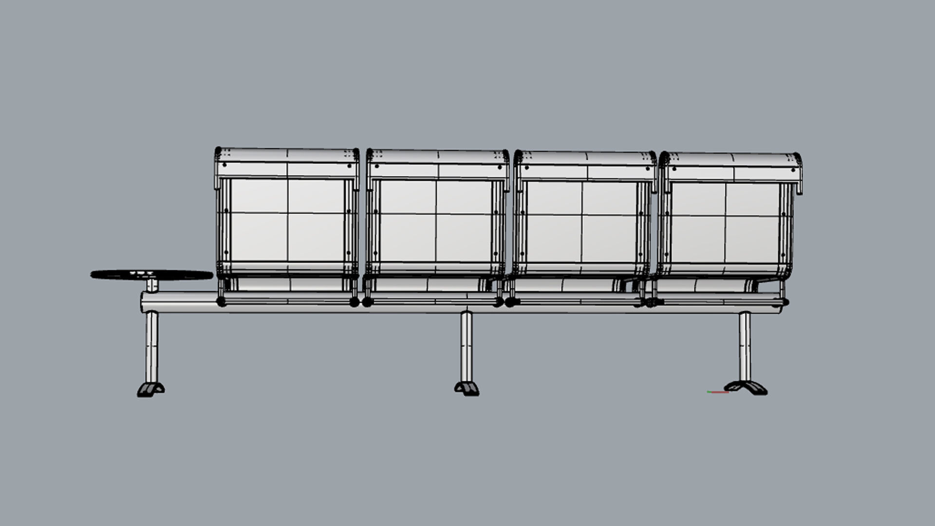 Waiting Room Chair 4 Seats with 1 side tables 3D model_17