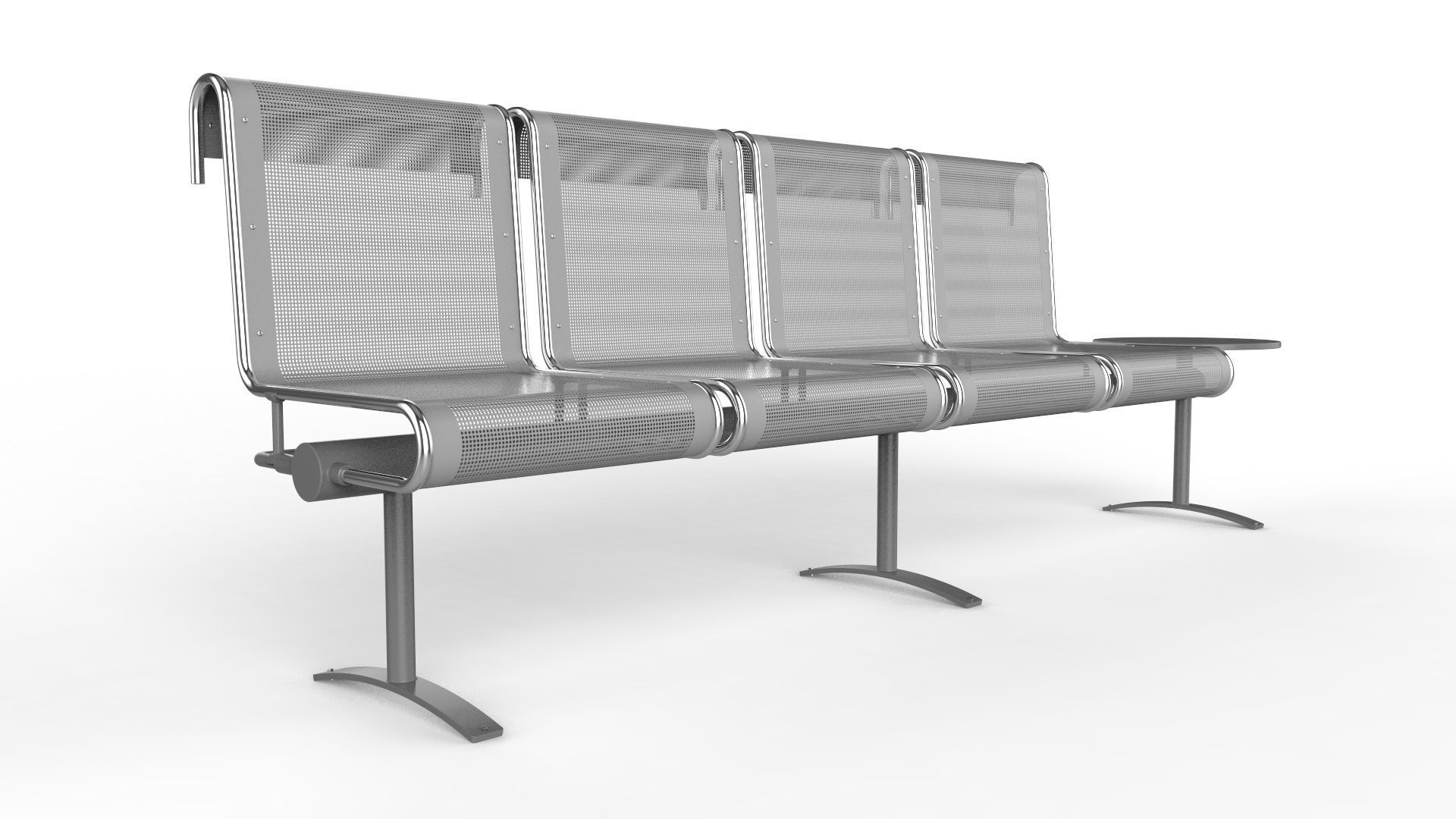 Waiting Room Chair 4 Seats with 1 side tables 3D model_8