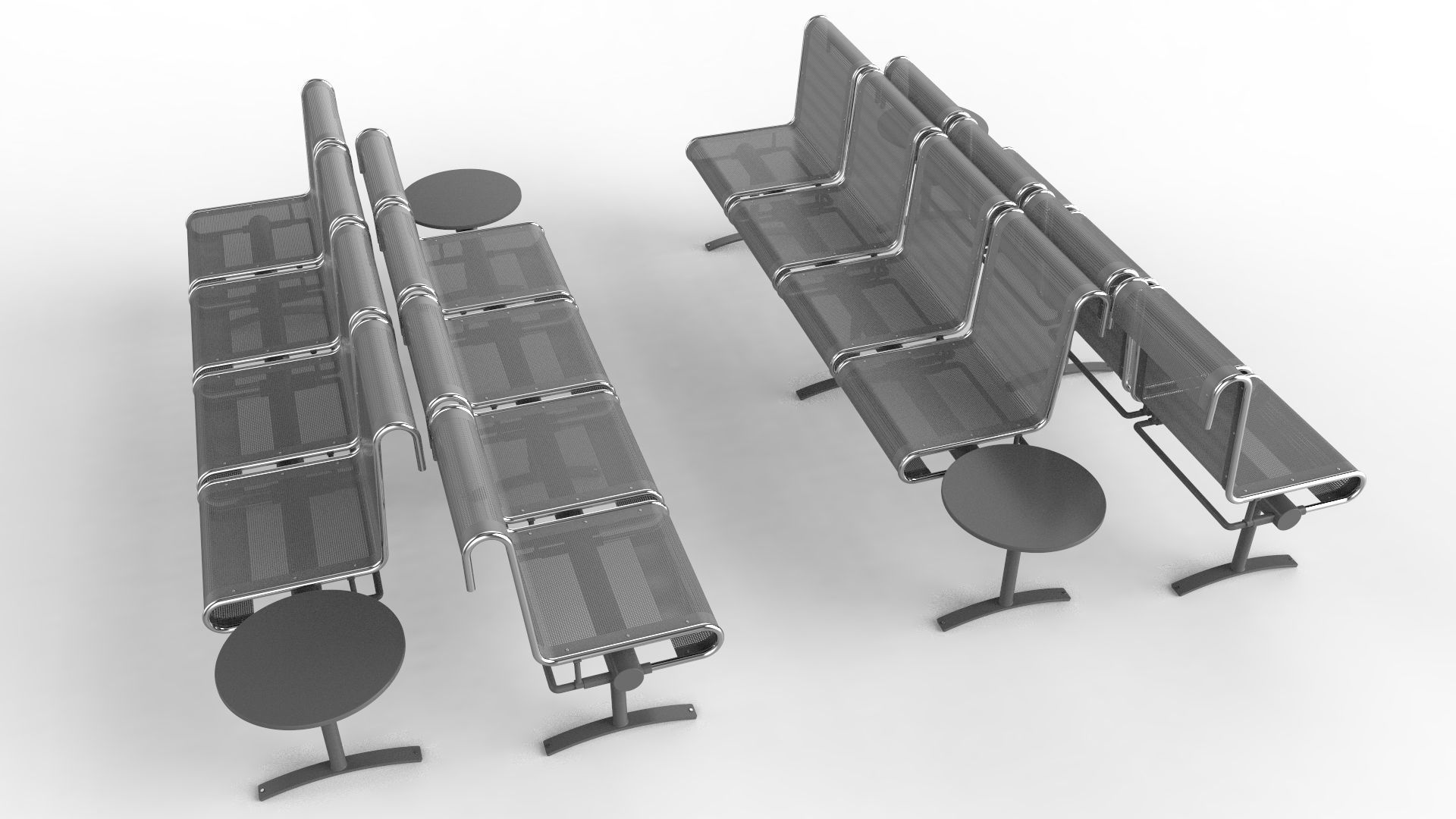 Waiting Room Chair 4 Seats with 1 side tables 3D model_15
