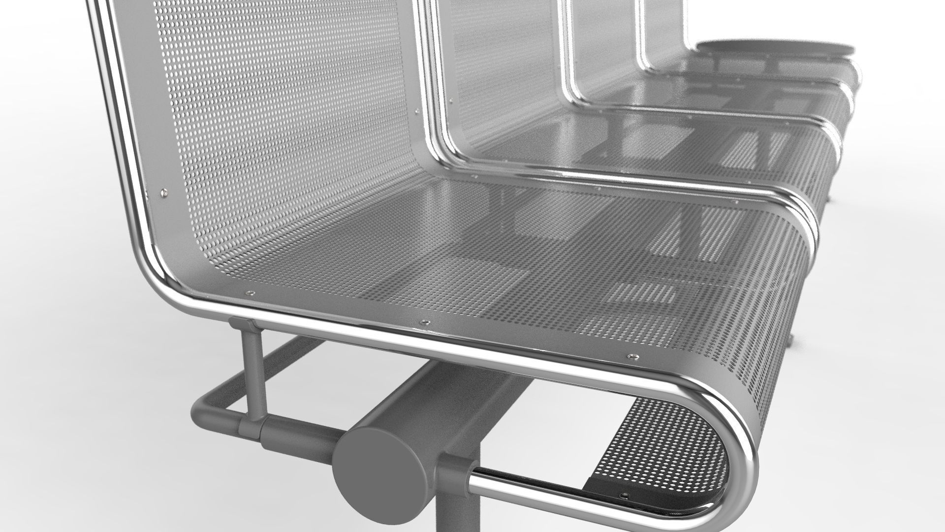 Waiting Room Chair 4 Seats with 1 side tables 3D model_12