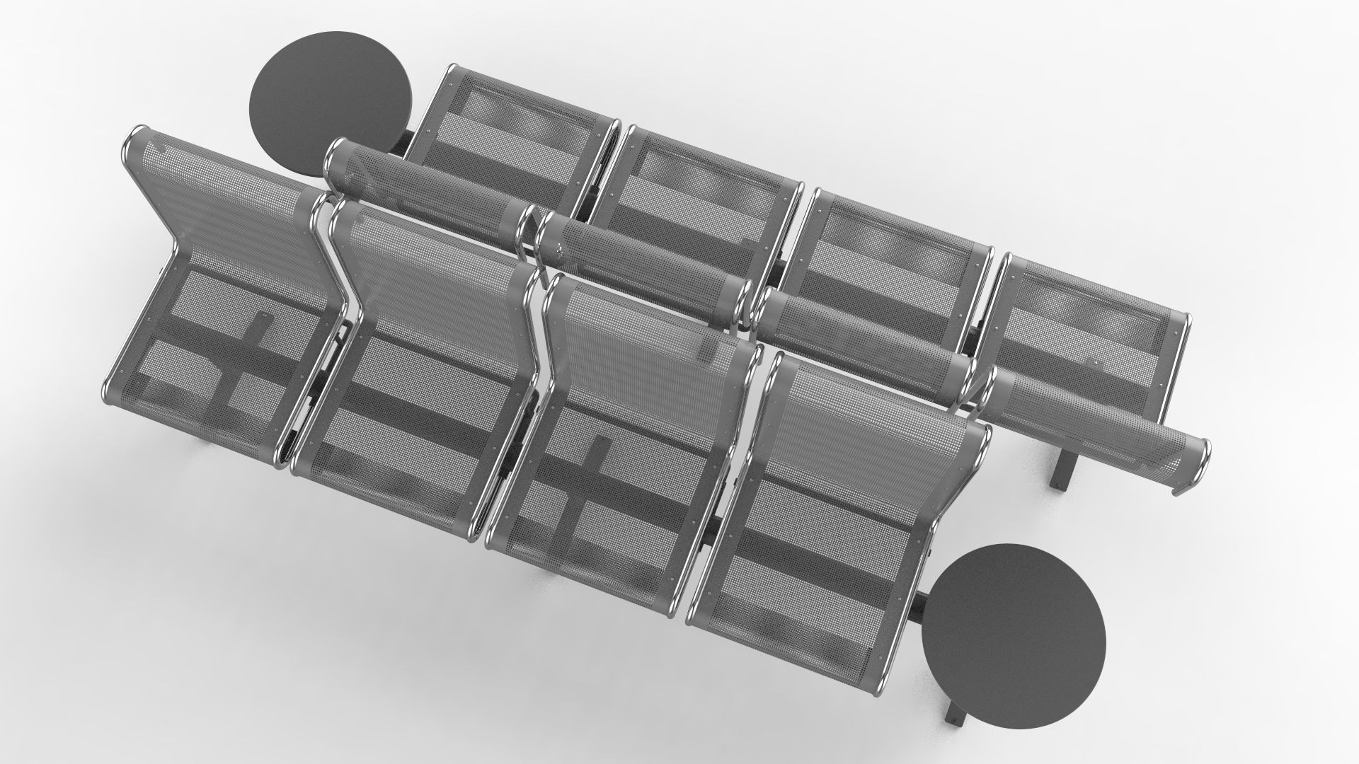 Waiting Room Chair 4 Seats with 1 side tables 3D model_14