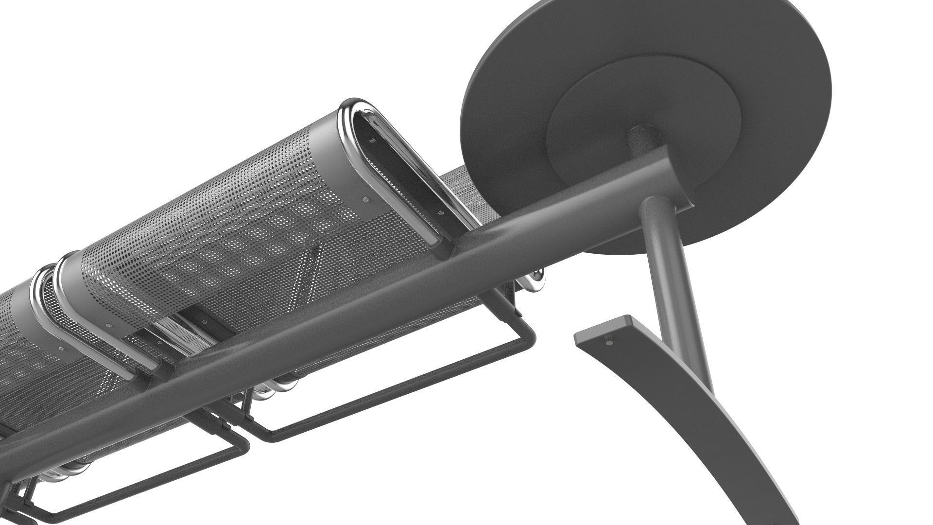 Waiting Room Chair 4 Seats with 1 side tables 3D model_10