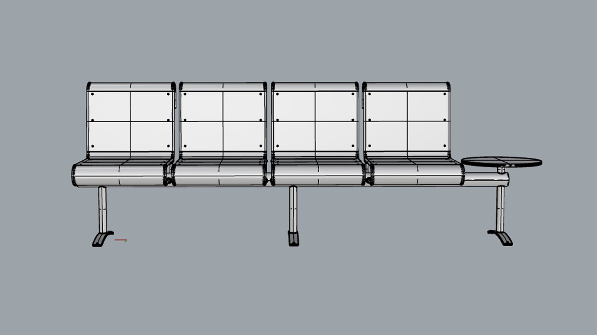Waiting Room Chair 4 Seats with 1 side tables 3D model_19