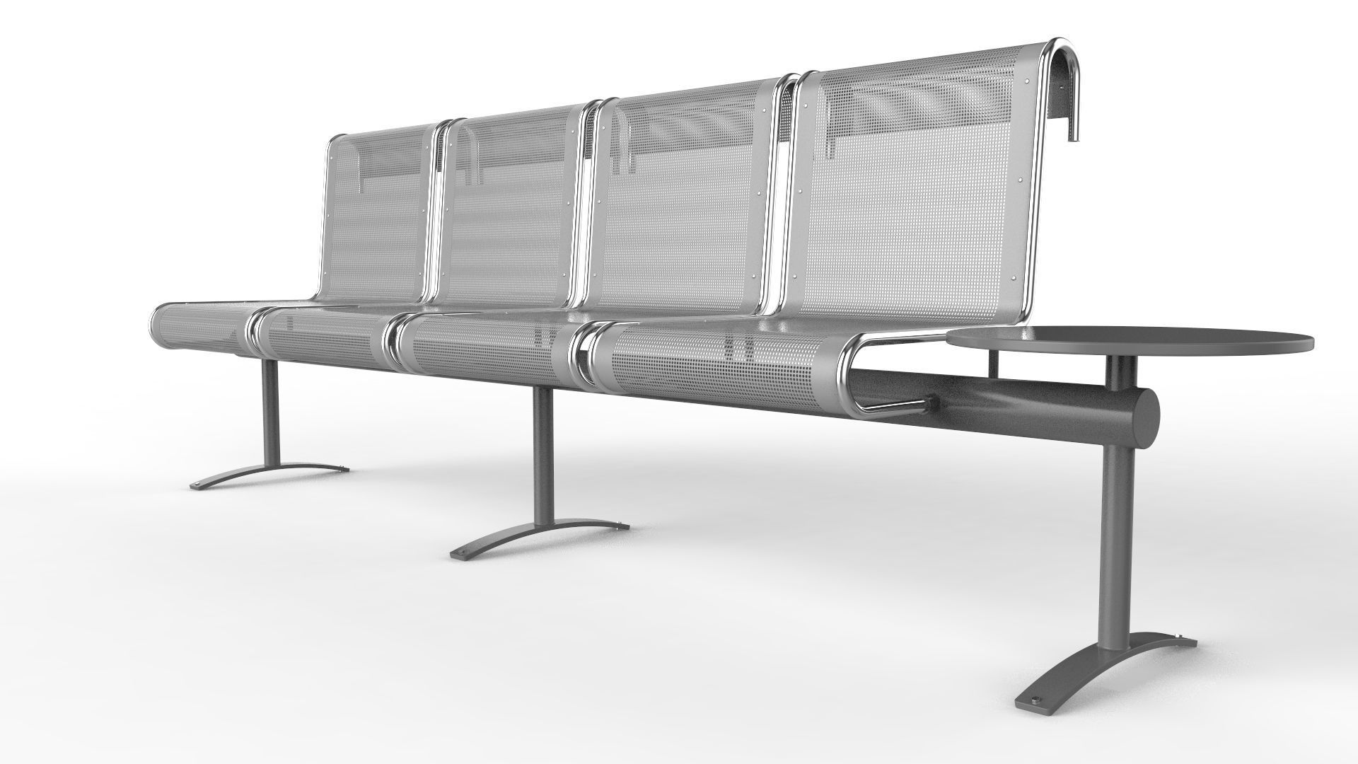 Waiting Room Chair 4 Seats with 1 side tables 3D model_2