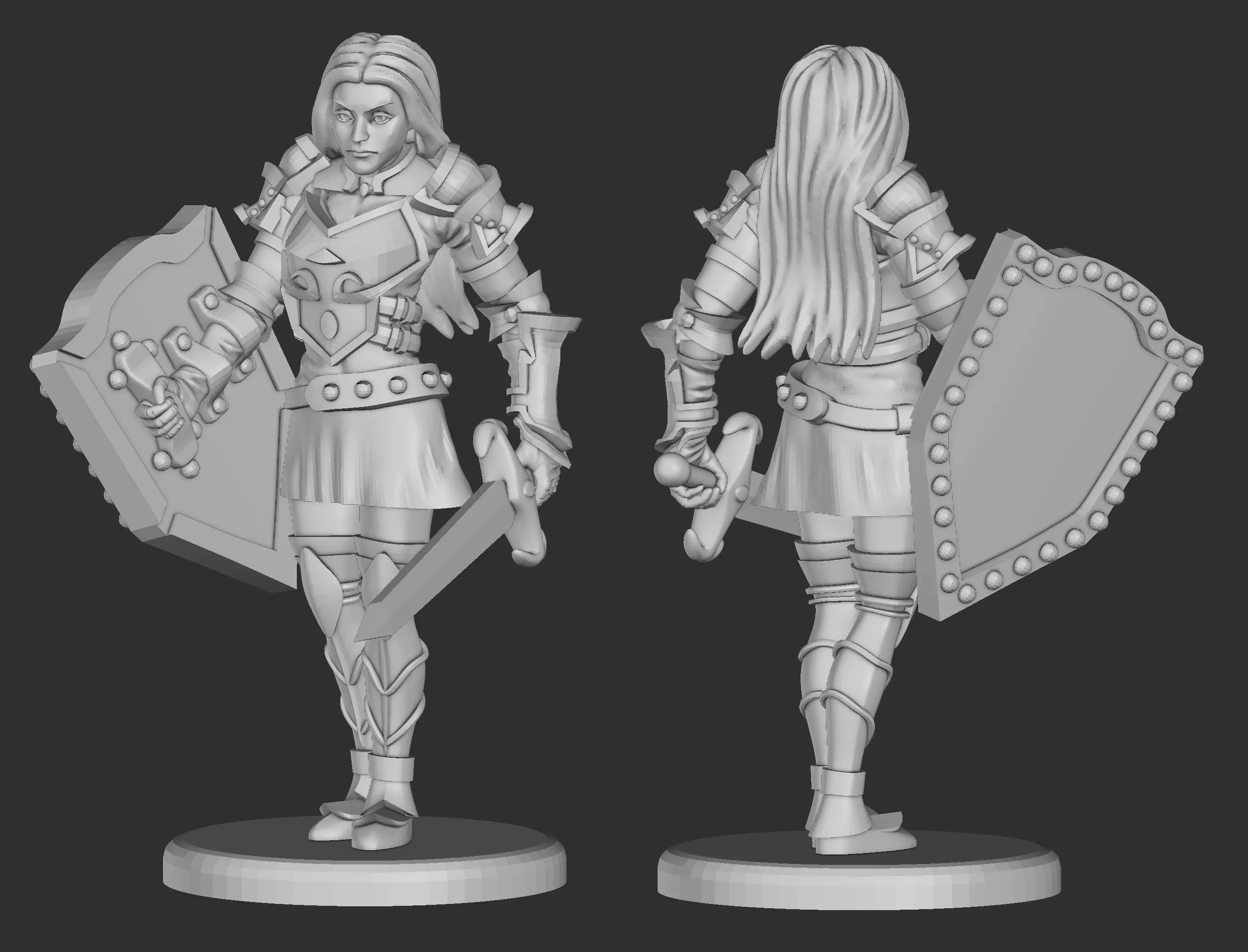 Human Female Fighter or Paladin Miniature 3D print model