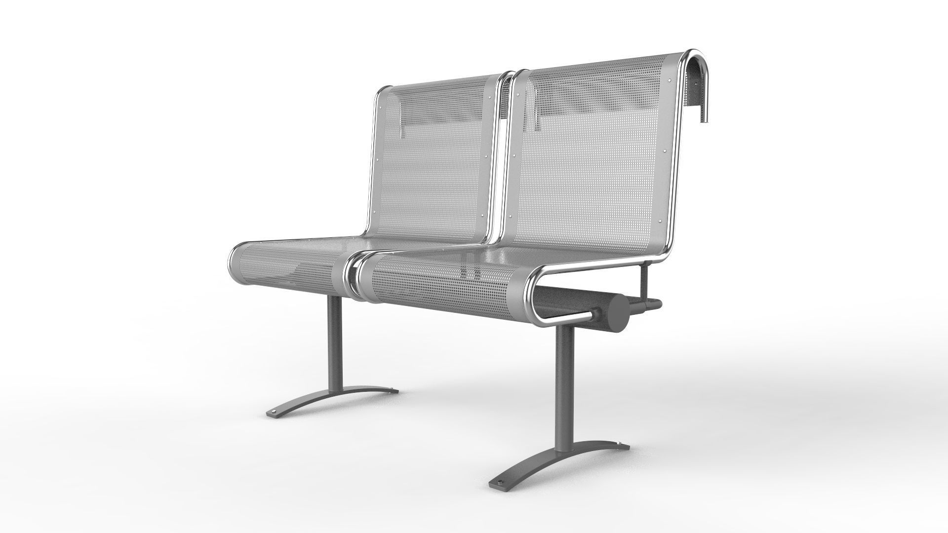 Waiting Room Chair 2 Seats 3D model_2