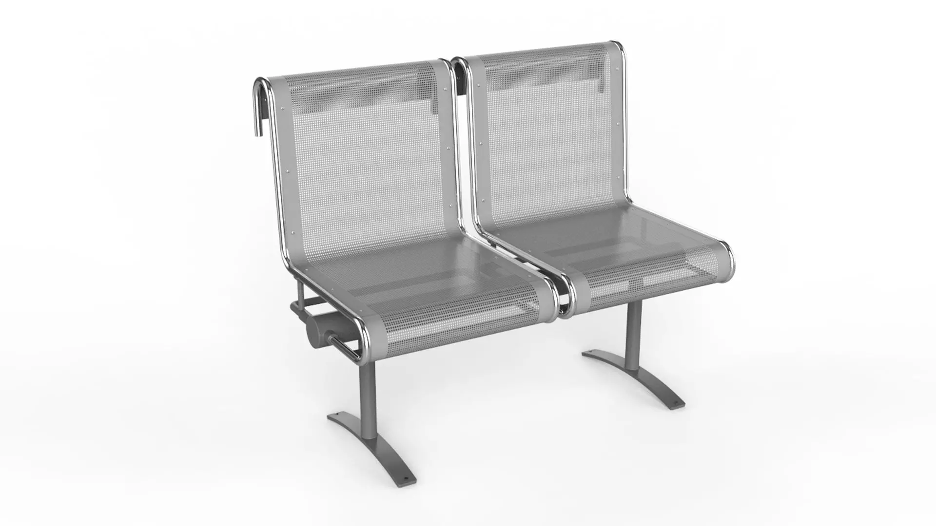 Waiting Room Chair 2 Seats 3D model_0