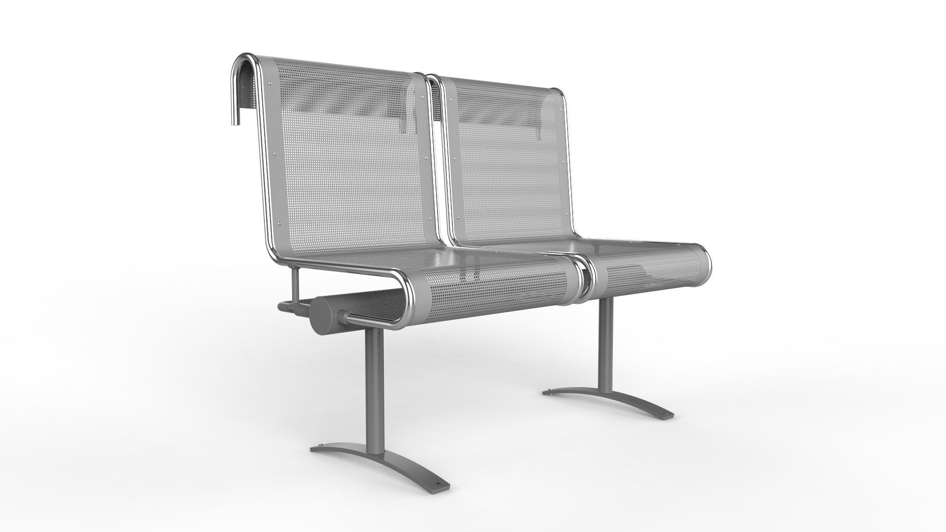 Waiting Room Chair 2 Seats 3D model_8