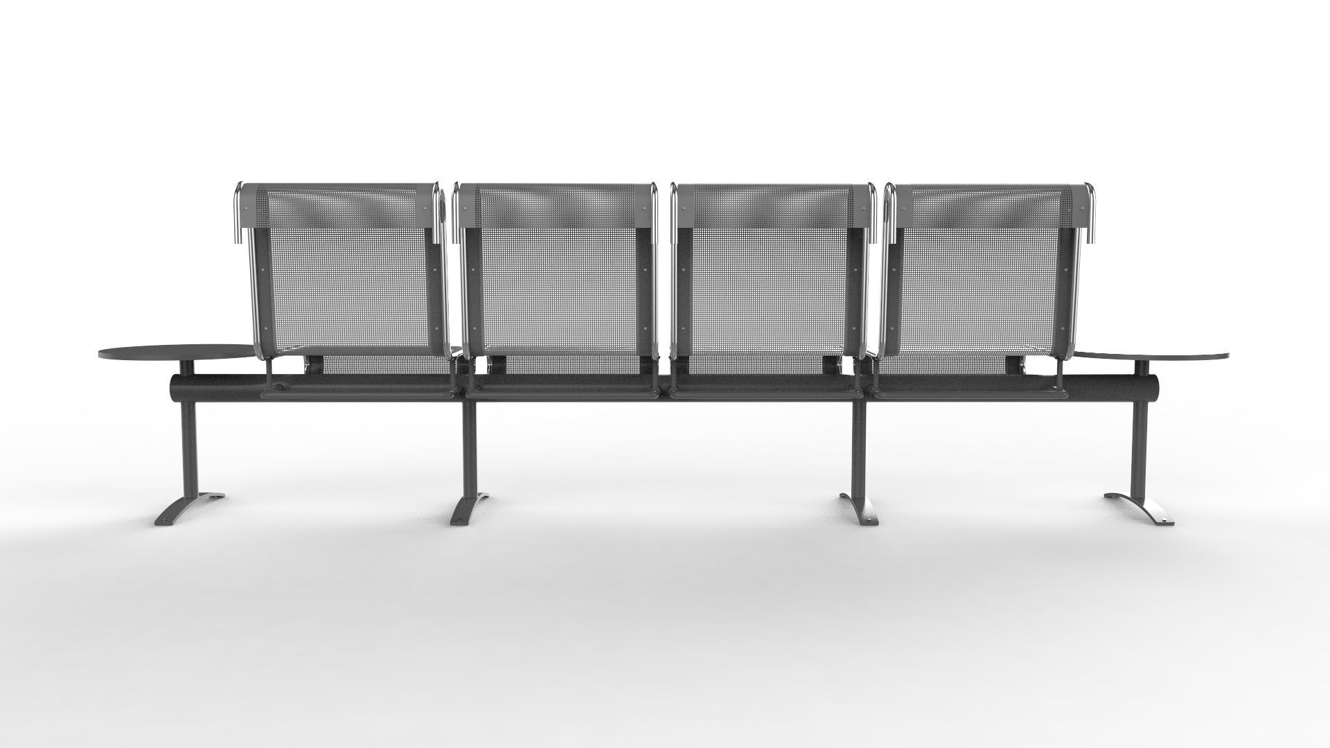 Waiting Room Chair 4 Seats with 2 side tables 3D model_5