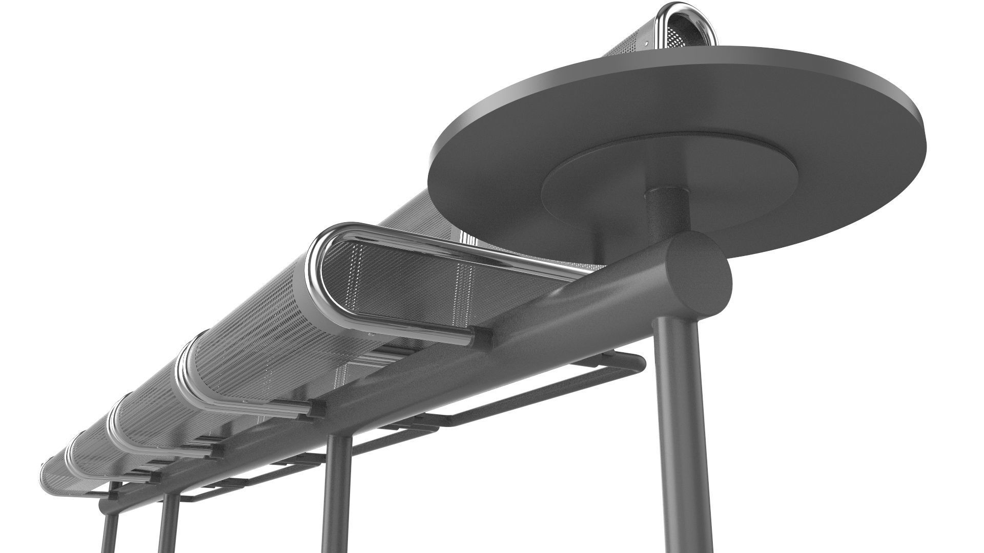 Waiting Room Chair 4 Seats with 2 side tables 3D model_11