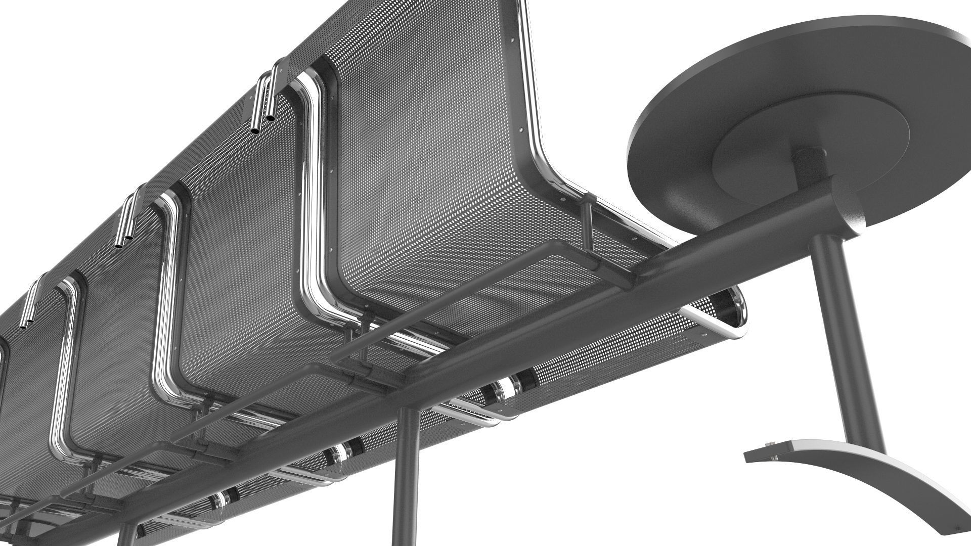 Waiting Room Chair 4 Seats with 2 side tables 3D model_12