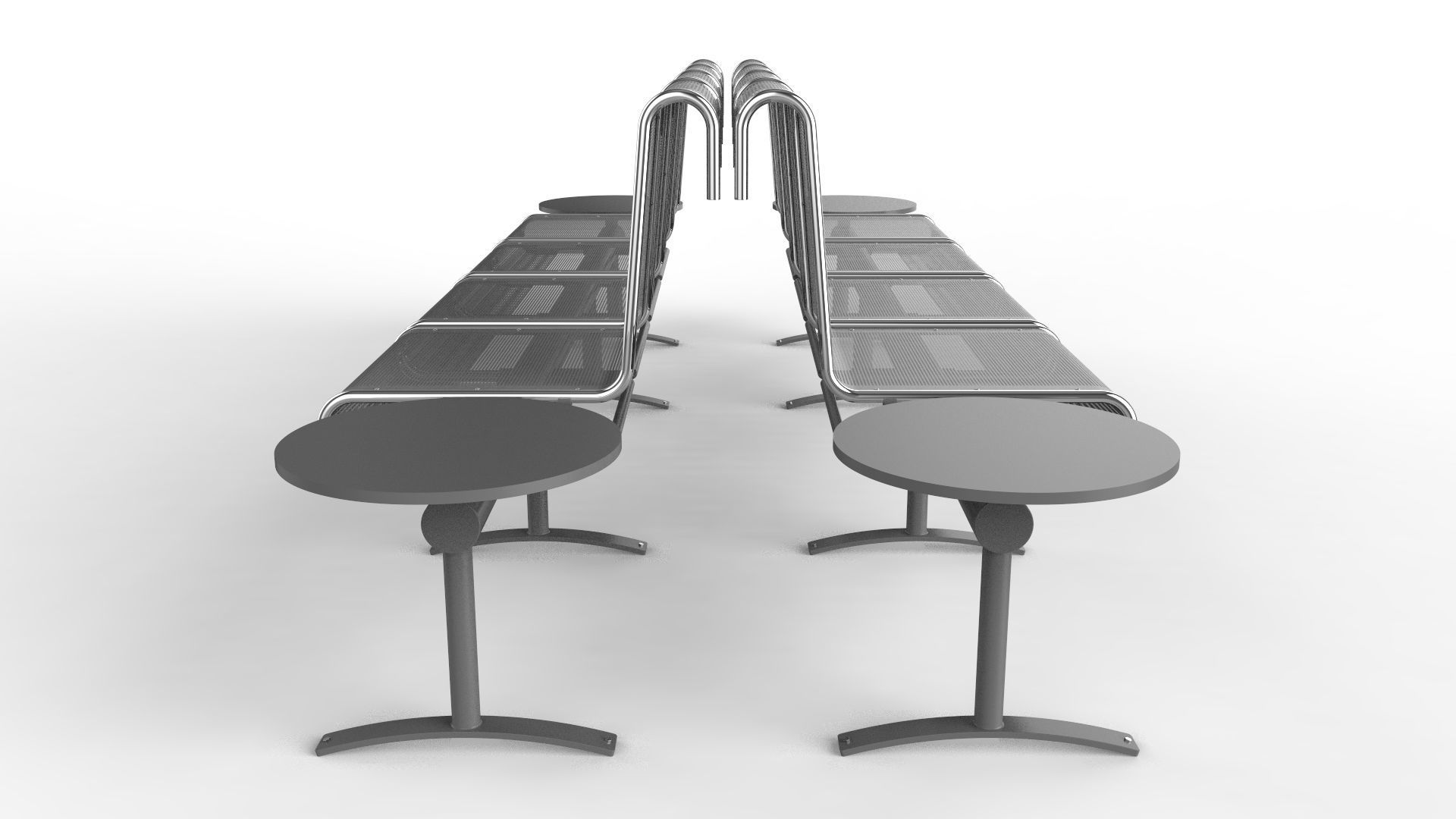 Waiting Room Chair 4 Seats with 2 side tables 3D model_14