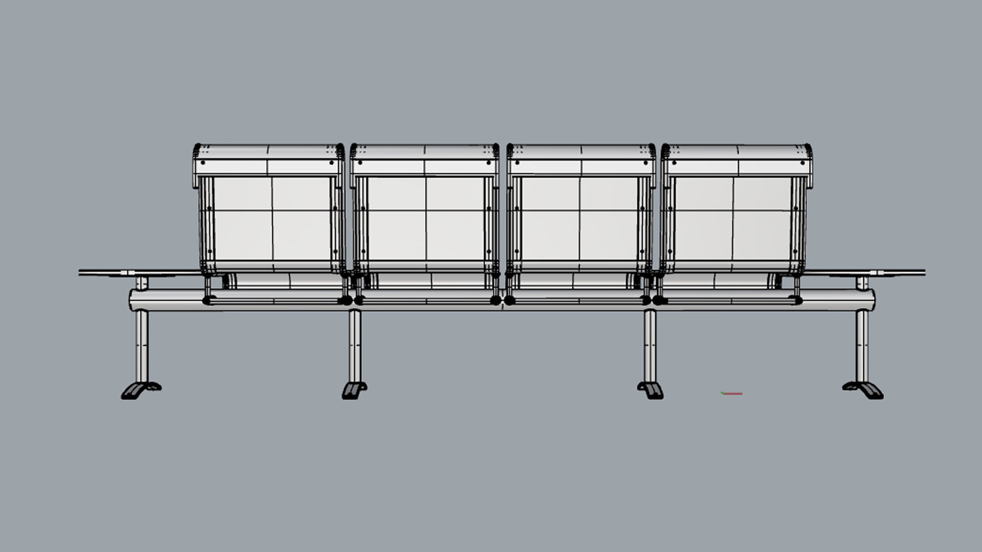 Waiting Room Chair 4 Seats with 2 side tables 3D model_18