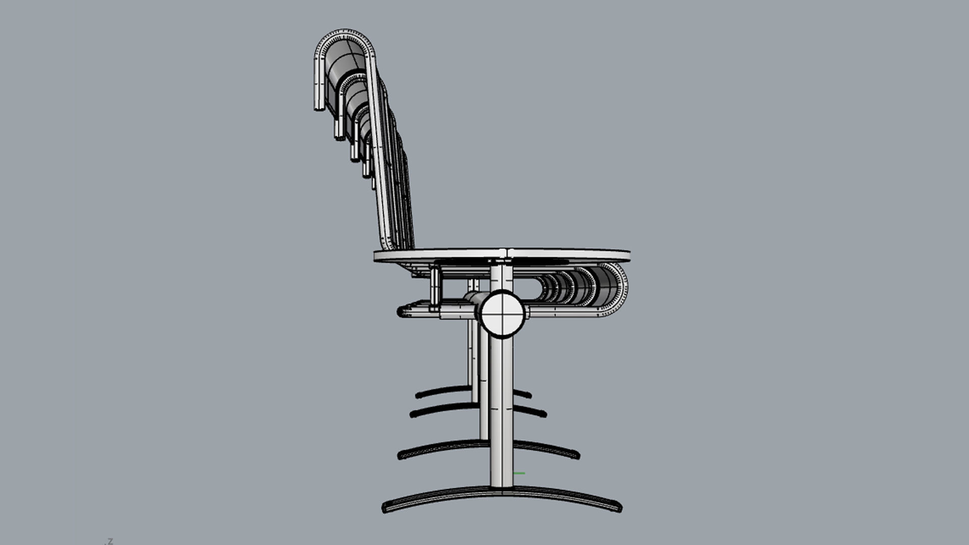Waiting Room Chair 4 Seats with 2 side tables 3D model_17