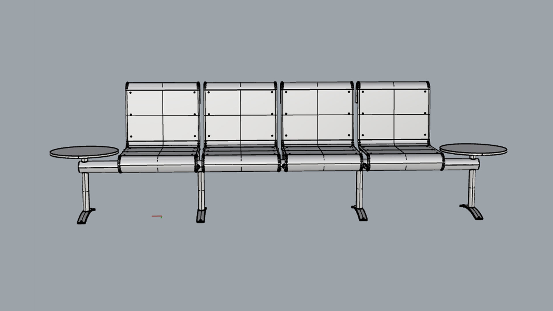 Waiting Room Chair 4 Seats with 2 side tables 3D model_20