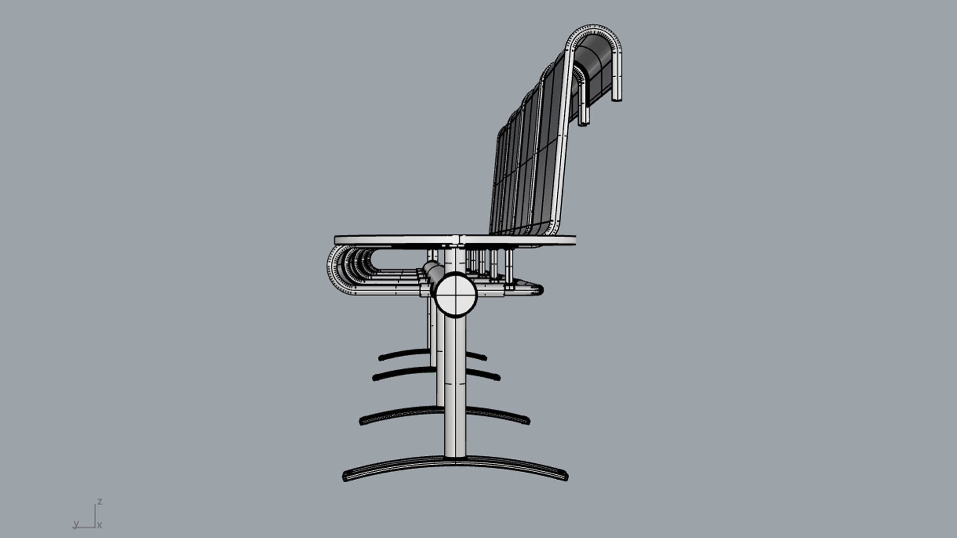 Waiting Room Chair 4 Seats with 2 side tables 3D model_19