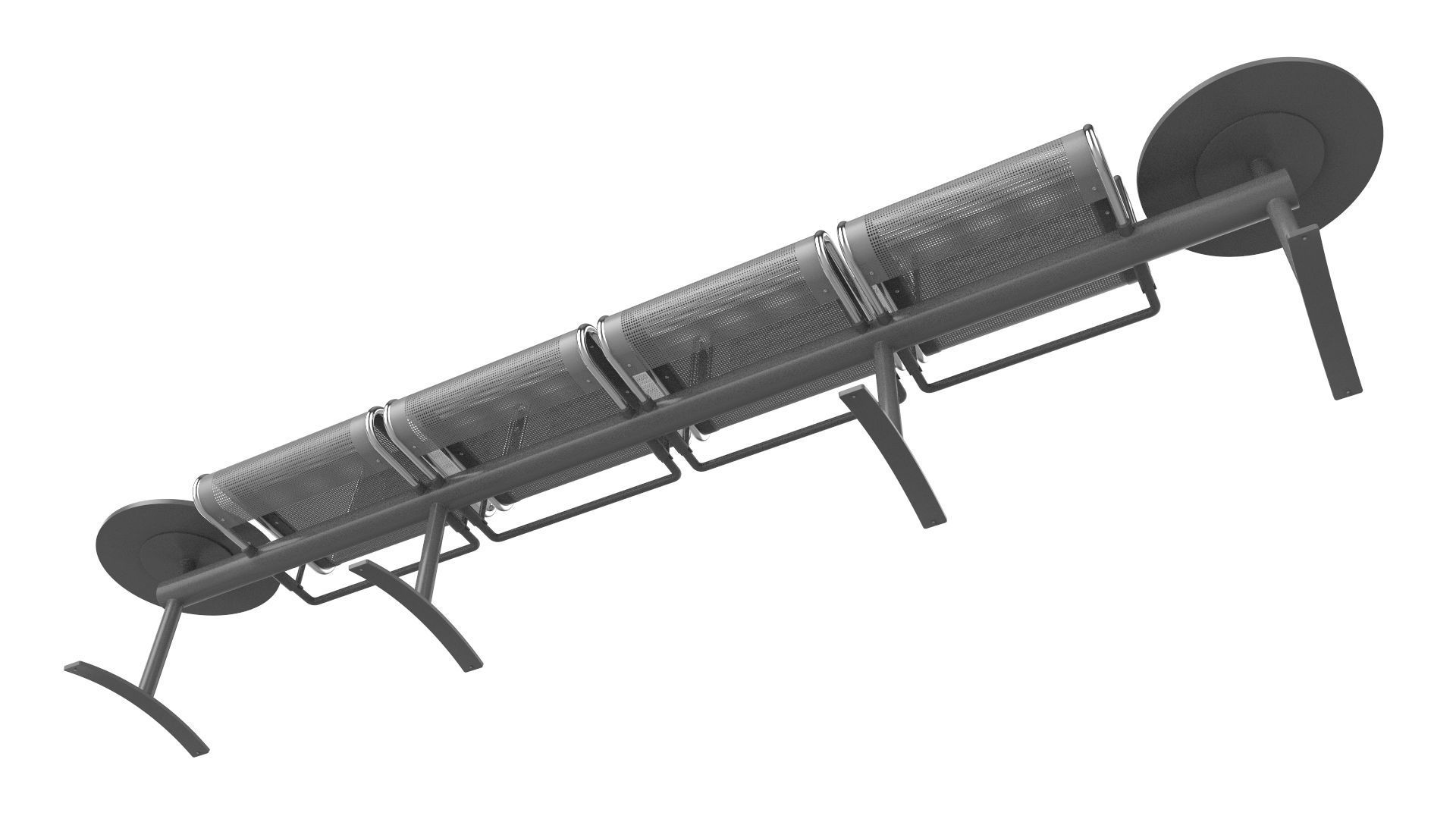 Waiting Room Chair 4 Seats with 2 side tables 3D model_10